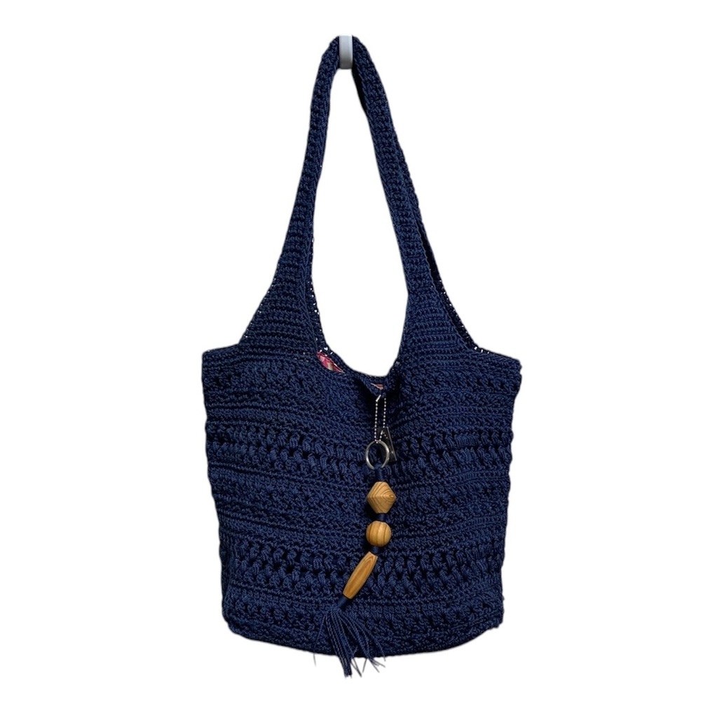 Lina navy blue knit purse